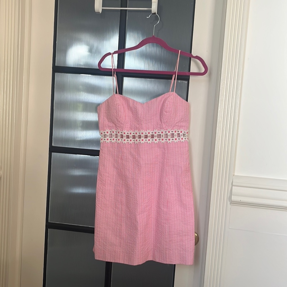 Pink Sleeveless Dress with Floral Detail